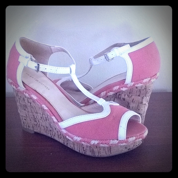 Tommy Hilfiger Shoes - salmon cork wedge sandals